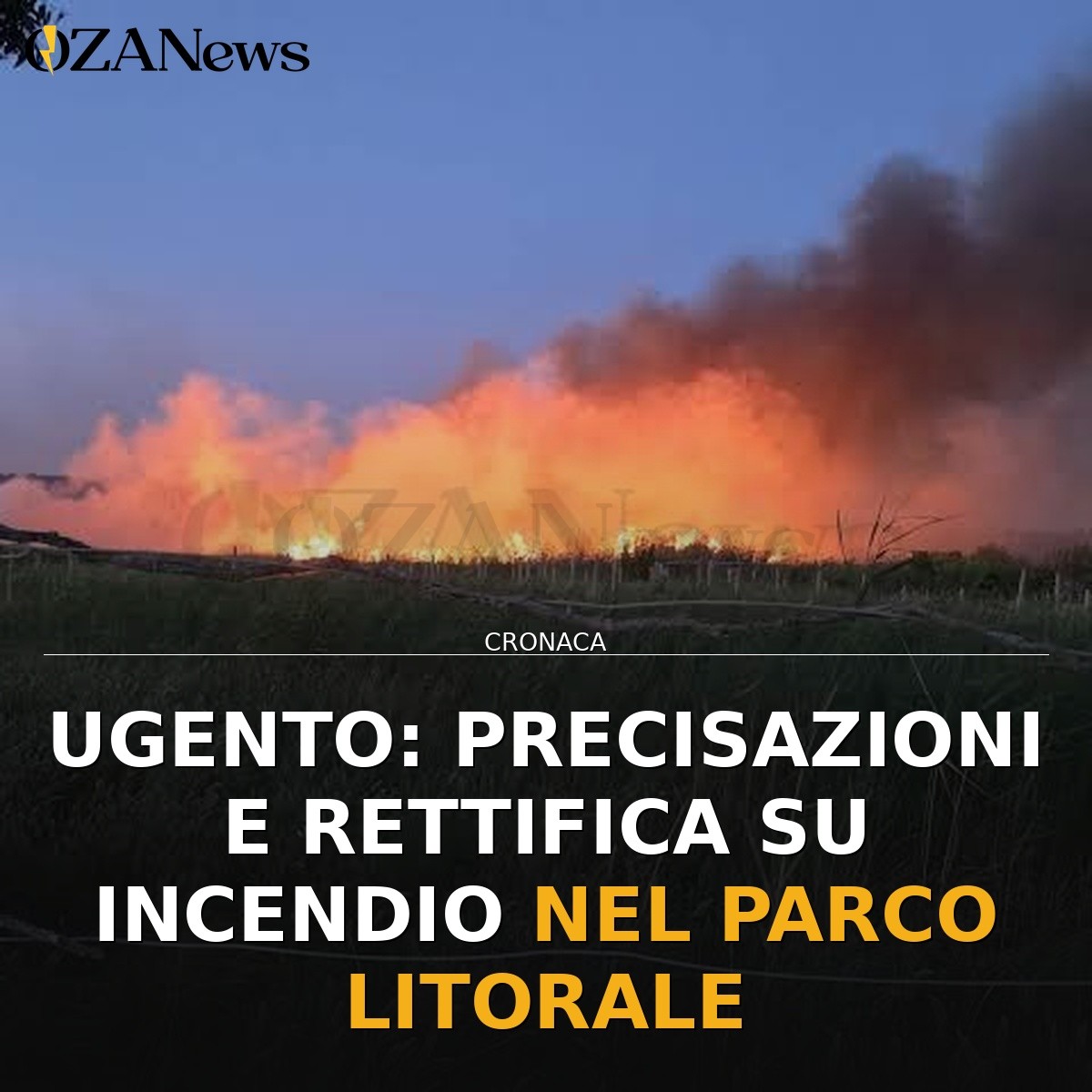 Ugento: precisazioni e rettifica su incendio nel Parco Litorale