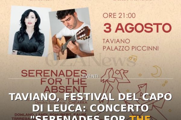 Taviano, Festival del Capo di Leuca: concerto “Serenades for the Absent” a Palazzo Piccinni