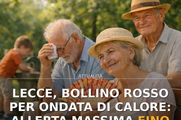 Lecce, bollino rosso per ondata di calore: allerta massima fino al 5 agosto