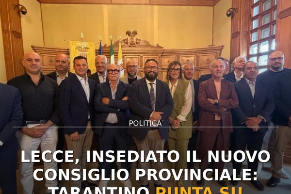 Lecce, insediato il nuovo Consiglio provinciale: Tarantino punta su collaborazione