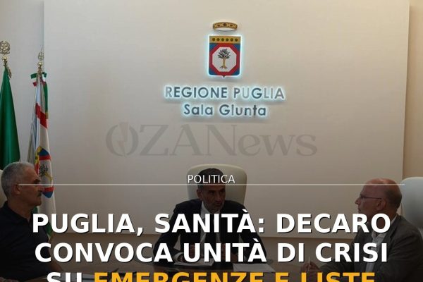 Puglia, sanità: Decaro convoca unità di crisi su emergenze e liste d’attesa