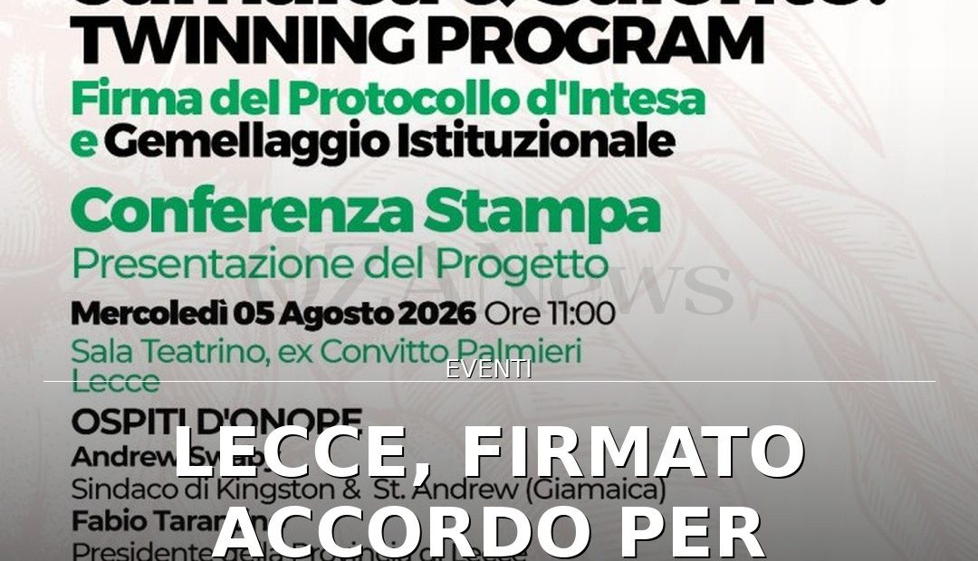Anteprima di: Lecce, firmato accordo per gemellaggio con Kingston Giamaica