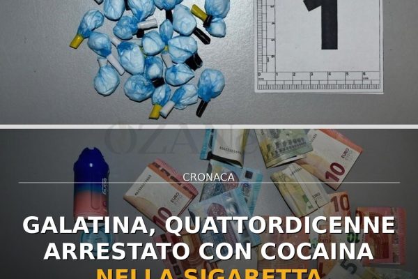 Galatina, quattordicenne arrestato con cocaina nella sigaretta elettronica