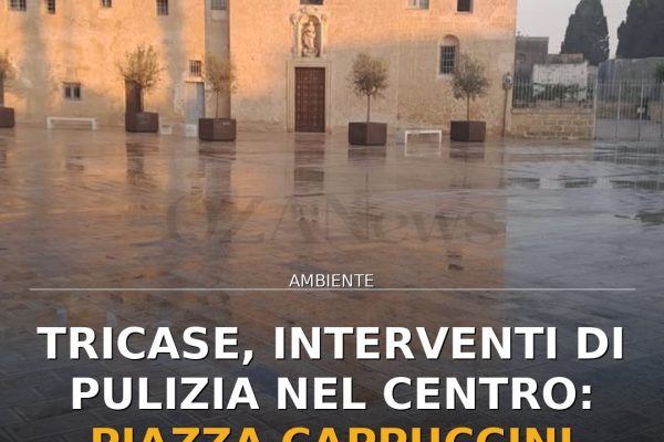 Tricase, interventi di pulizia nel centro: Piazza Cappuccini rinnovata