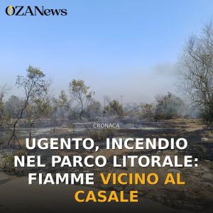 Ugento, incendio nel Parco Litorale: fiamme vicino al Casale