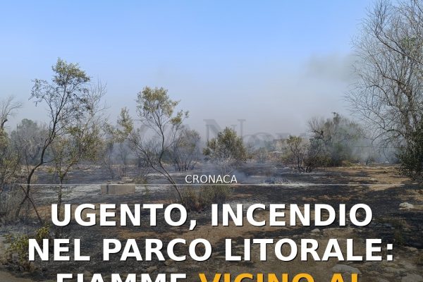 Ugento, incendio nel Parco Litorale: fiamme vicino al Casale