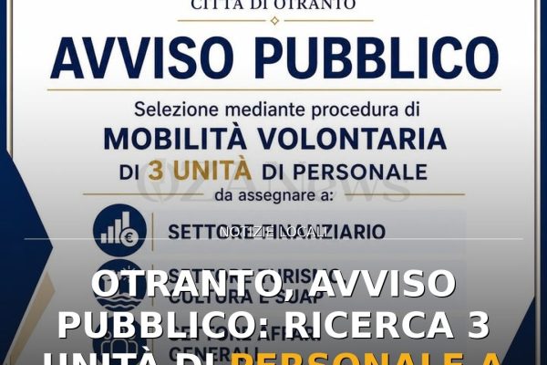 Otranto, avviso pubblico: ricerca 3 unità di personale a tempo indeterminato