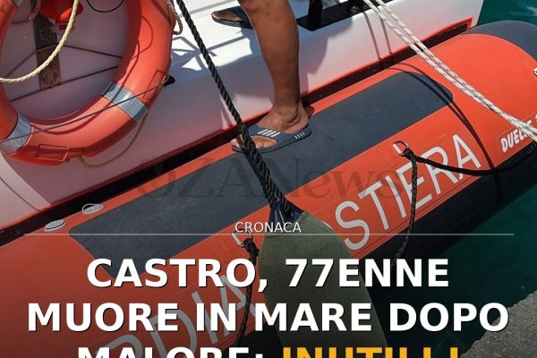 Castro, 77enne muore in mare dopo malore: inutili i soccorsi