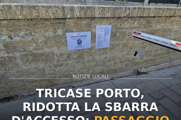 Tricase Porto, ridotta la sbarra d’accesso: passaggio pedonale garantito