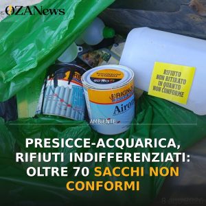 Presicce-Acquarica, rifiuti indifferenziati: oltre 70 sacchi non conformi