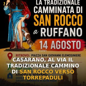 Casarano, al via il tradizionale Cammino di San Rocco verso Torrepaduli