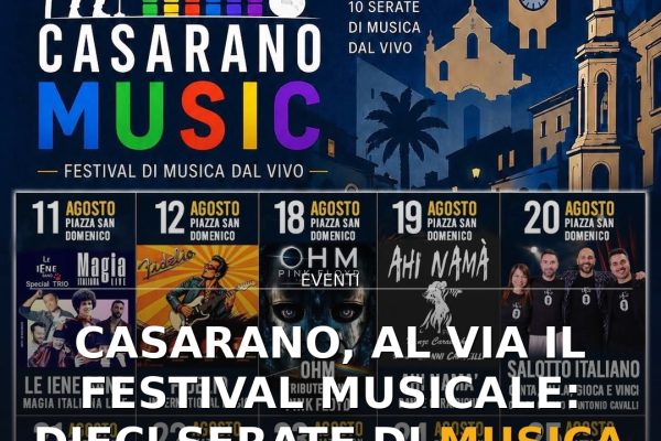 Casarano, al via il festival musicale: dieci serate di musica dal vivo in piazza