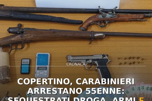 Copertino, Carabinieri arrestano 55enne: sequestrati droga, armi e ordigno esplosivo