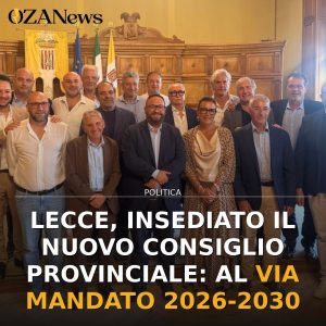Lecce, insediato il nuovo Consiglio Provinciale: al via mandato 2026-2030