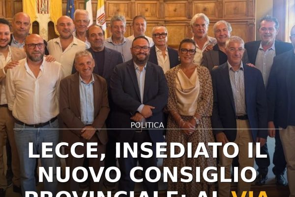 Lecce, insediato il nuovo Consiglio Provinciale: al via mandato 2026-2030