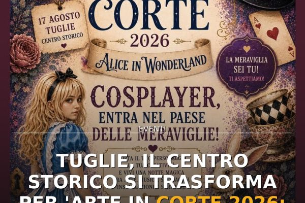 Tuglie, il centro storico si trasforma per ‘Arte in Corte 2026: Alice in Wonderland’