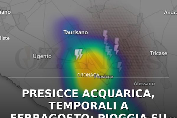 Presicce Acquarica, temporali a Ferragosto: pioggia su Sud Salento e marine