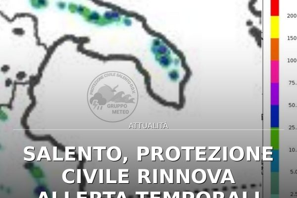 Salento, Protezione Civile rinnova allerta temporali per oggi 16 agosto