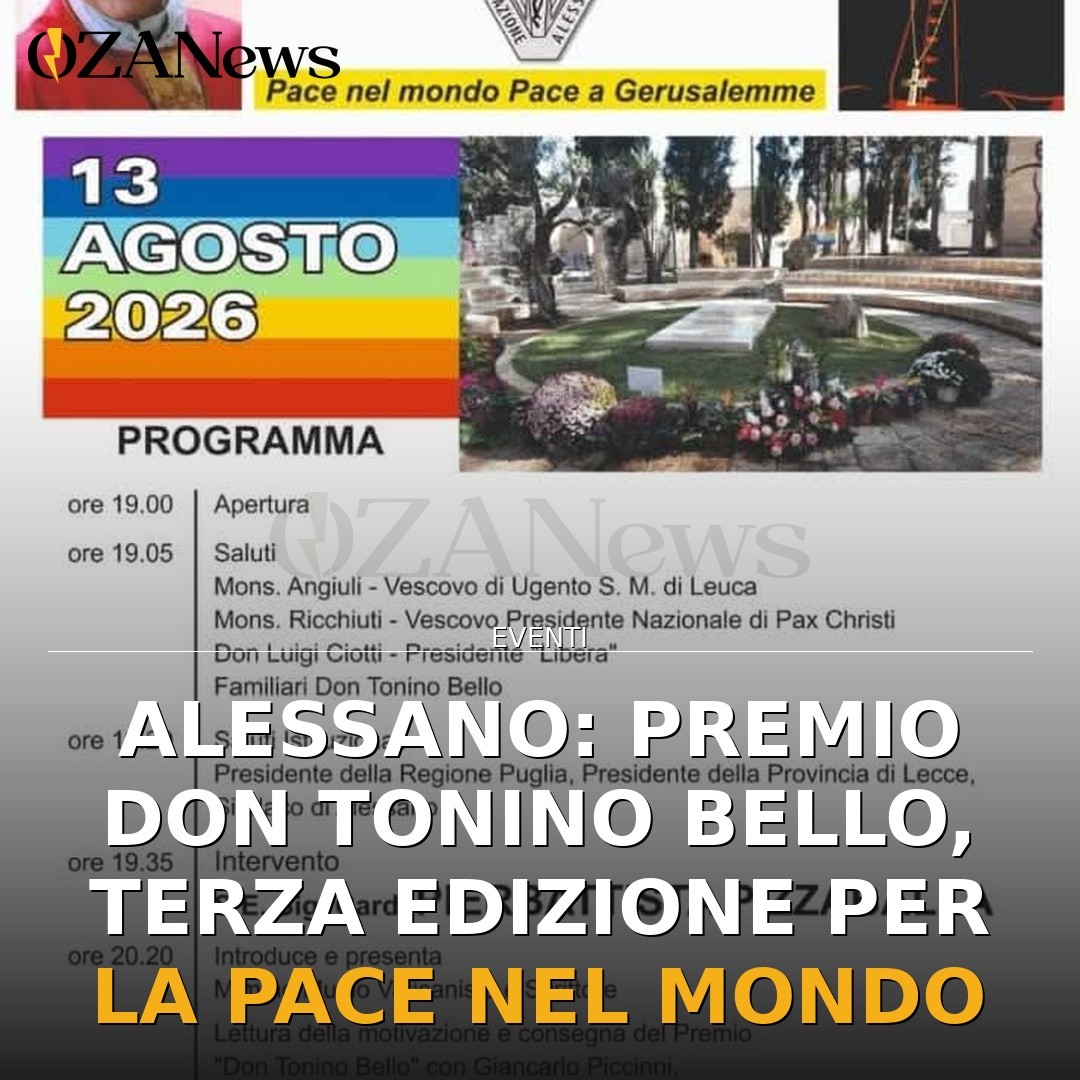 Anteprima di: Alessano: Premio don Tonino Bello, terza edizione per la pace nel mondo