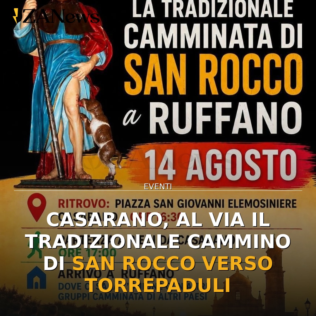Anteprima di: Casarano, al via il tradizionale Cammino di San Rocco verso Torrepaduli