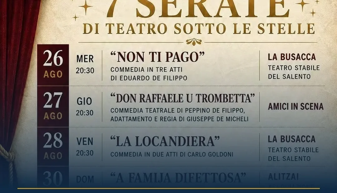 Anteprima di: Casarano, al via la rassegna 'Teatro Sotto le Stelle' in Piazzetta D'Elia