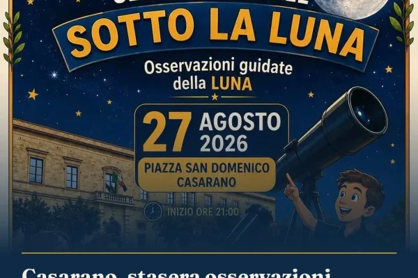 Casarano, stasera osservazioni guidate della Luna in Piazza San Domenico