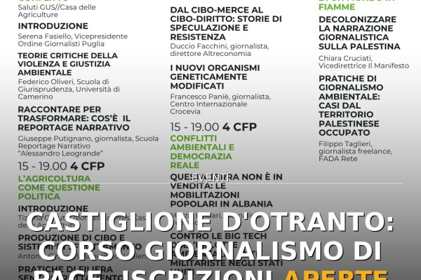 Castiglione d’Otranto: Corso Giornalismo di Pace, iscrizioni aperte per Notte Verde