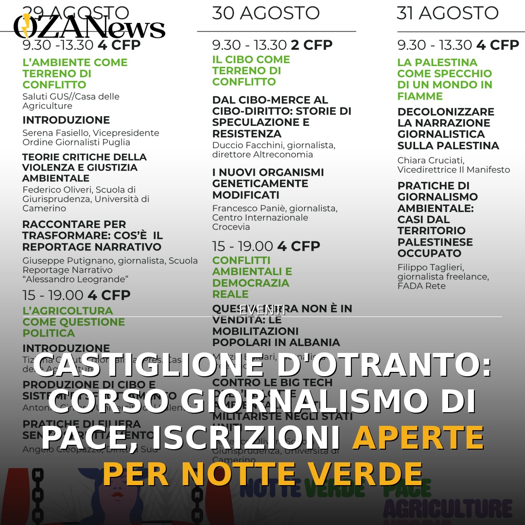 Anteprima di: Castiglione d'Otranto: Corso Giornalismo di Pace, iscrizioni aperte per Notte Verde