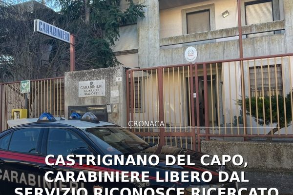Castrignano del Capo, Carabiniere libero dal servizio riconosce ricercato e lo fa arrestare