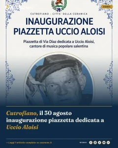 Cutrofiano, il 30 agosto inaugurazione piazzetta dedicata a Uccio Aloisi