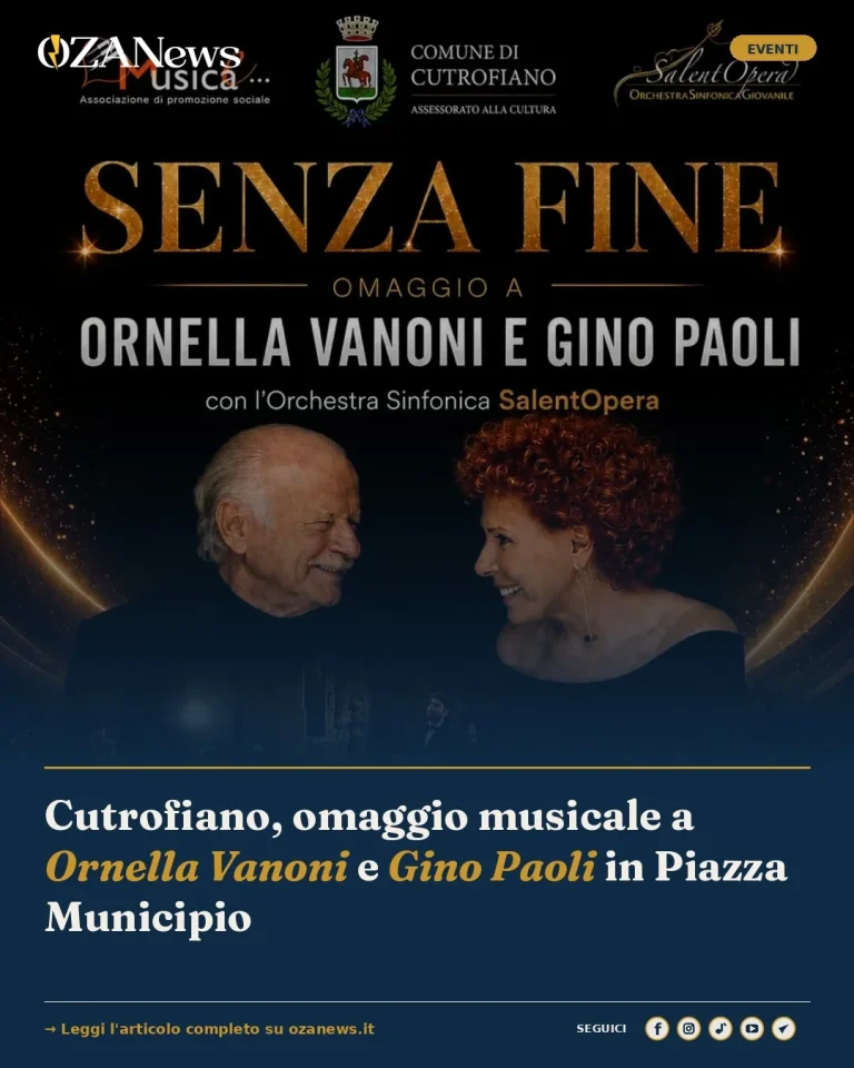 Cutrofiano, omaggio musicale a Ornella Vanoni e Gino Paoli in Piazza Municipio