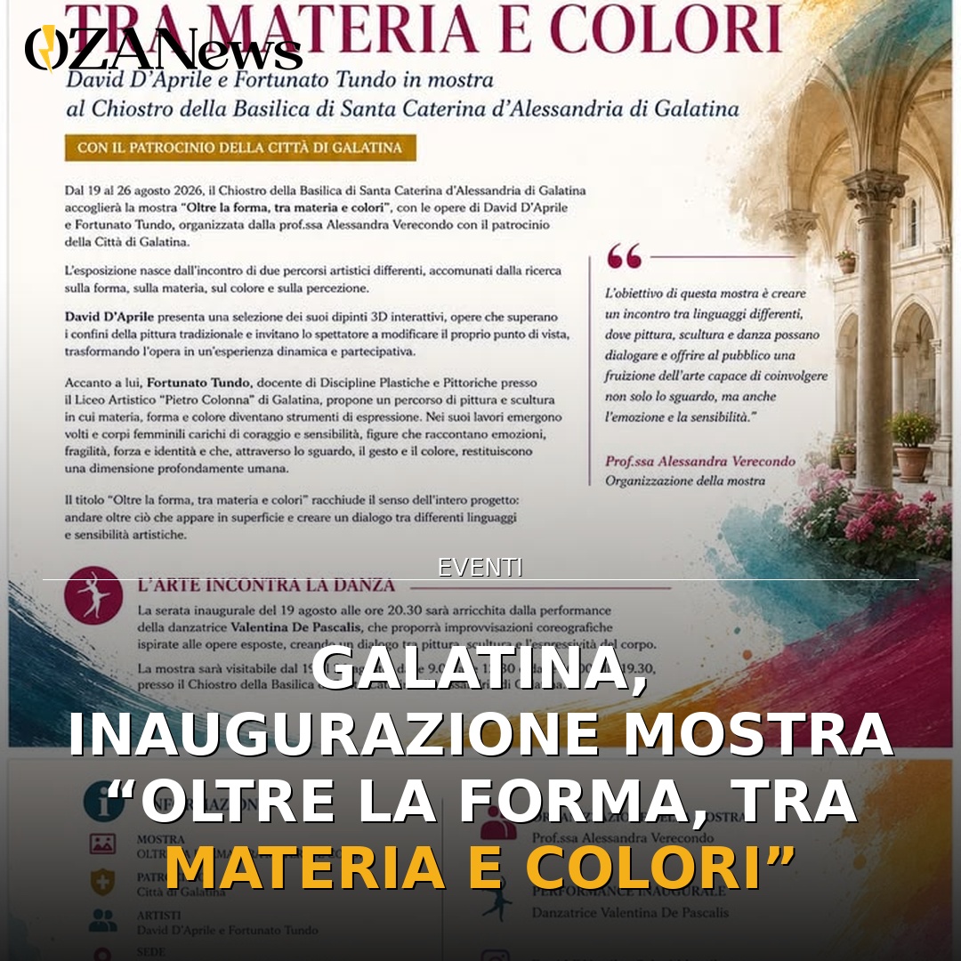 Anteprima di: Galatina, inaugurazione mostra “Oltre la forma, tra materia e colori”