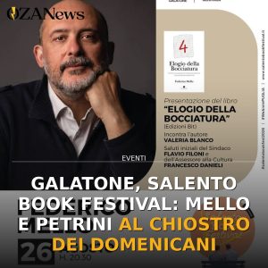 Galatone, Salento Book Festival: Mello e Petrini al Chiostro dei Domenicani