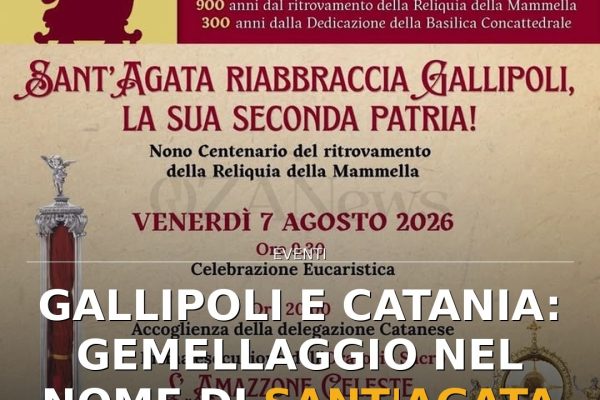 Gallipoli e Catania: gemellaggio nel nome di Sant’Agata con oratorio sacro