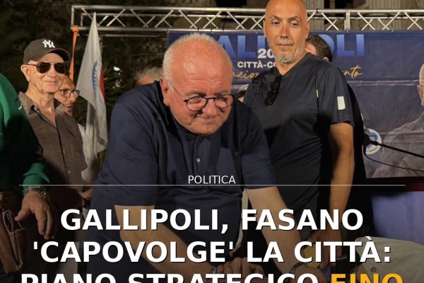 Gallipoli, Fasano ‘capovolge’ la città: piano strategico fino al 2030