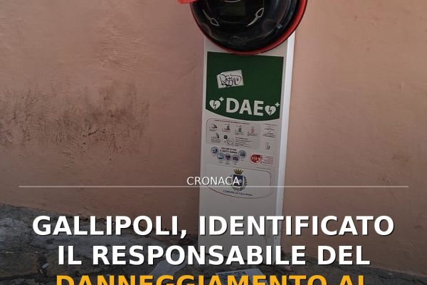 Gallipoli, identificato il responsabile del danneggiamento al defibrillatore