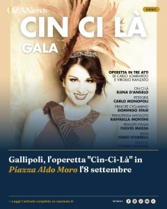 Gallipoli, l'operetta "Cin-Ci-Là" in Piazza Aldo Moro l'8 settembre