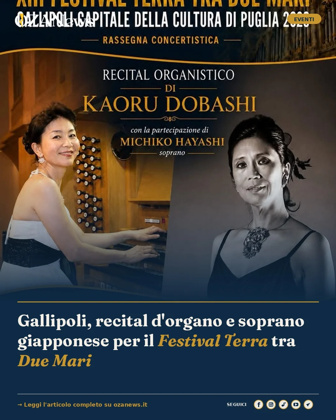 Anteprima di: Gallipoli, recital d'organo e soprano giapponese per il Festival Terra tra Due Mari