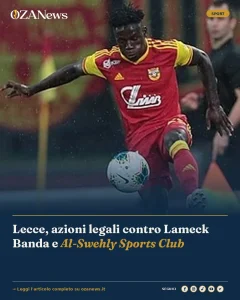 Lecce, azioni legali contro Lameck Banda e Al-Swehly Sports Club