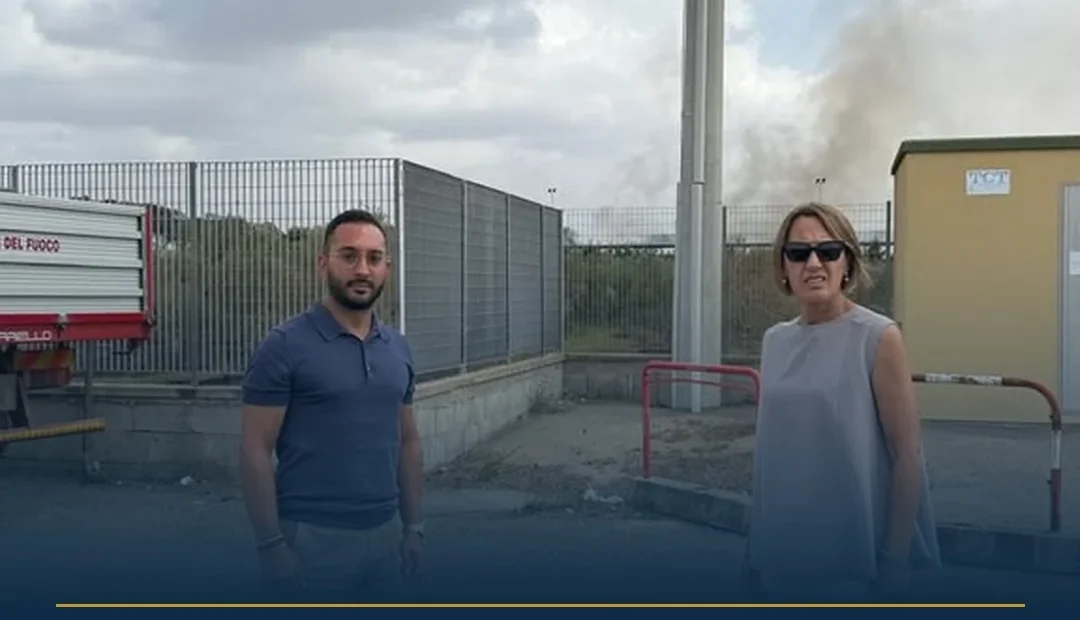 Anteprima di: Lequile, incendio ancora attivo: sopralluogo congiunto Galatina-Lequile, attesi dati ARPA