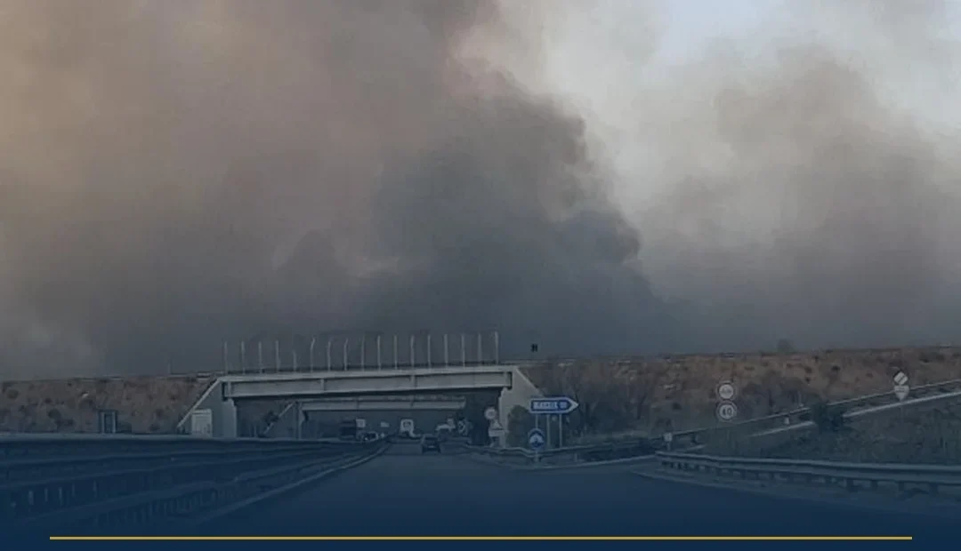 Anteprima di: Lequile, incendio sulla SS 101: fumo e visibilità ridotta sulla superstrada