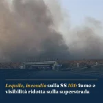 Lequile, incendio sulla SS 101: fumo e visibilità ridotta sulla superstrada