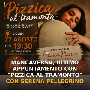 Mancaversa, ultimo appuntamento con "Pizzica al Tramonto" con Serena Pellegrino