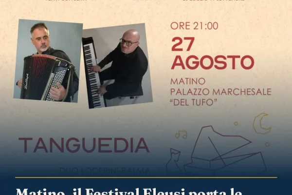 Matino, il Festival Eleusi porta le musiche di Piazzolla a Palazzo Del Tufo