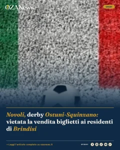Novoli, derby Ostuni-Squinzano: vietata la vendita biglietti ai residenti di Brindisi
