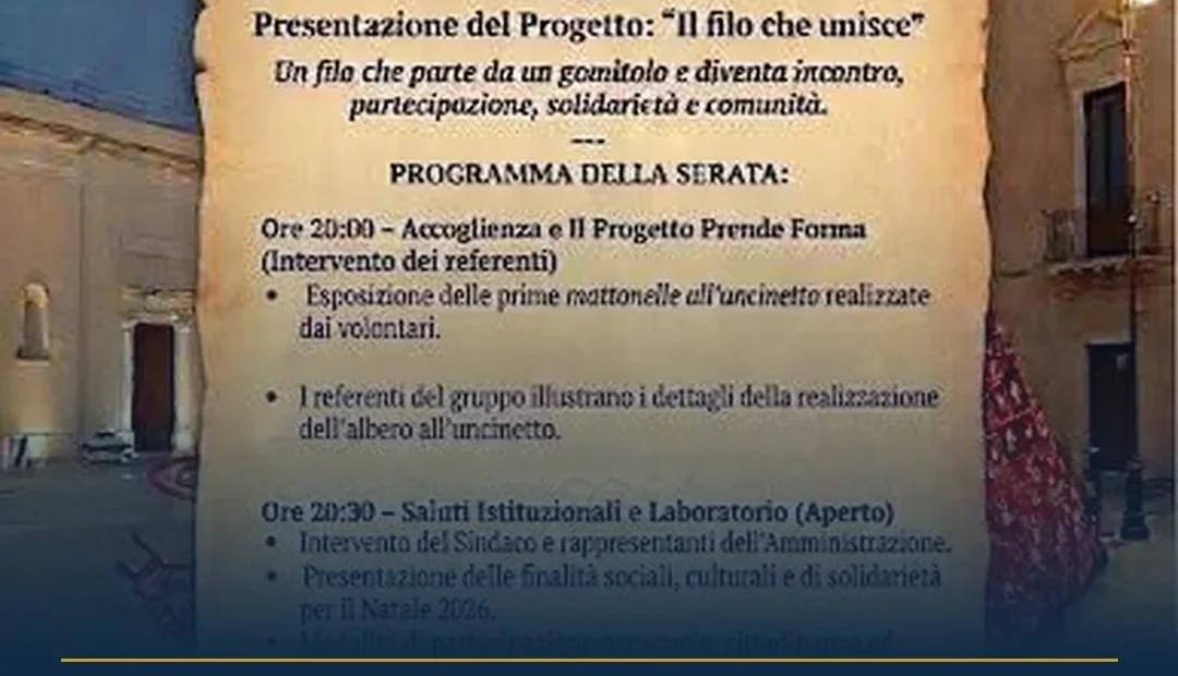 Anteprima di: Novoli, “Il filo che unisce”: si presenta il progetto per l'albero di Natale all'uncinetto