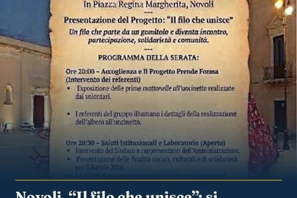 Novoli, “Il filo che unisce”: si presenta il progetto per l’albero di Natale all’uncinetto