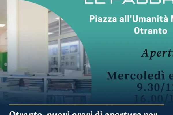 Otranto, nuovi orari di apertura per la Community Library “Le Fabbriche”