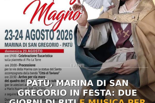 Patù, Marina di San Gregorio in festa: due giorni di riti e musica per San Gregorio Magno