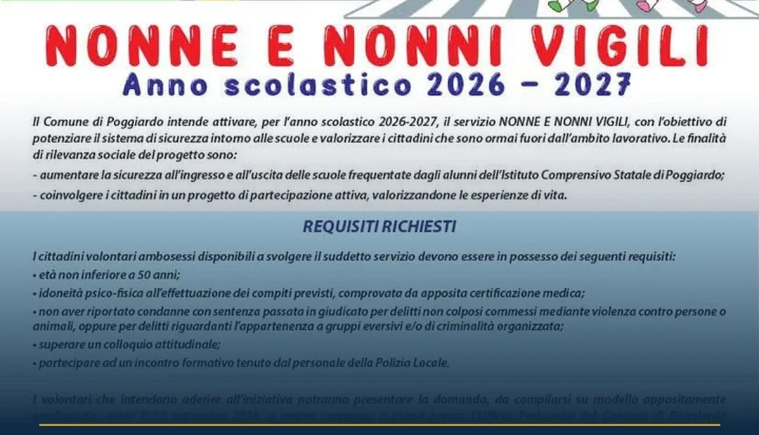 Anteprima di: Poggiardo: al via il servizio 'Nonne e Nonni Vigili' per la sicurezza scolastica